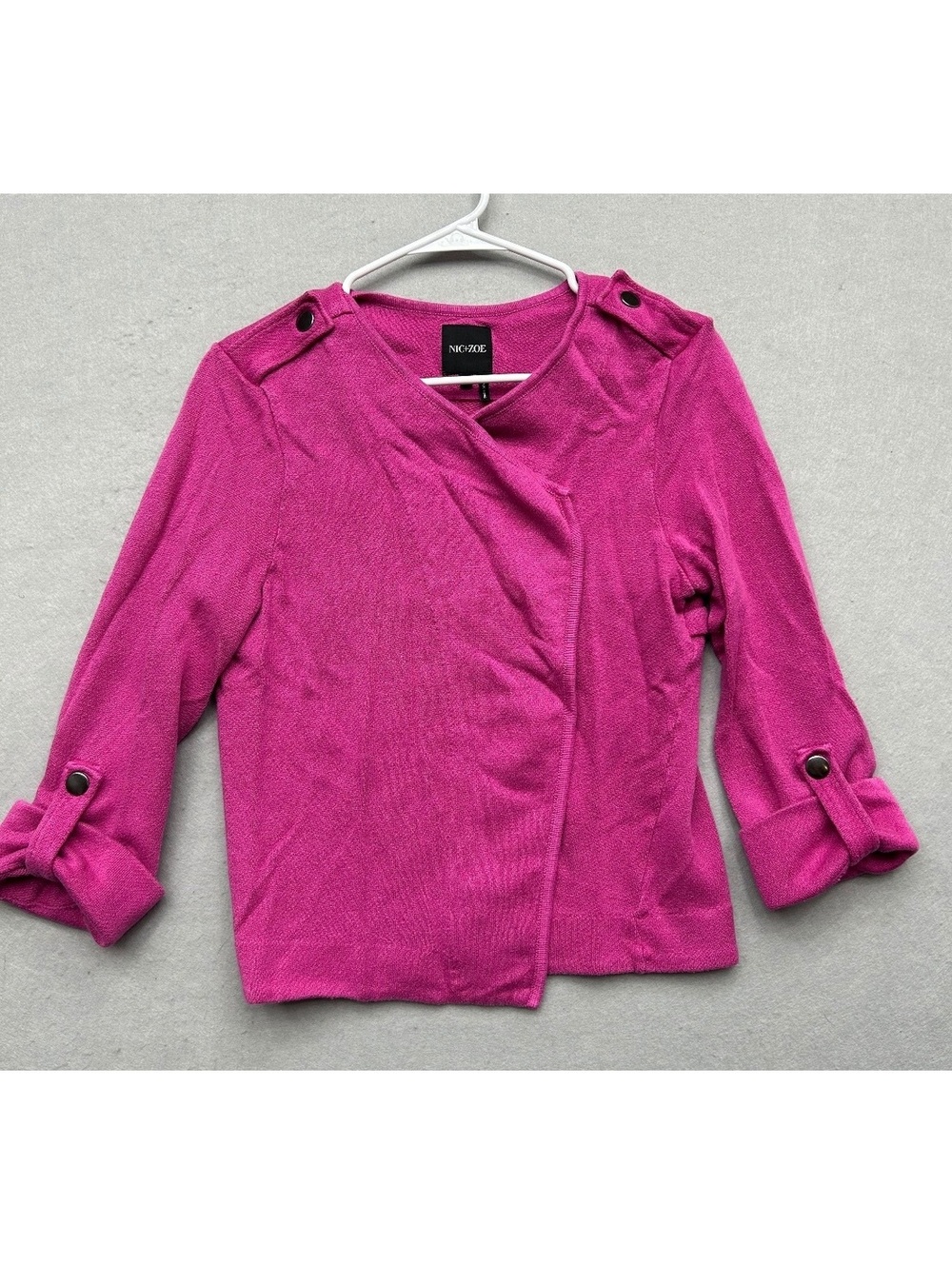 NIC + ZOE Pink Cardigan Women Size Large Roll Up Sleeves